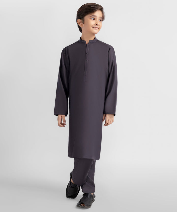Blended Dark Grey Shalwar Kameez - J. Junaid Jamshed