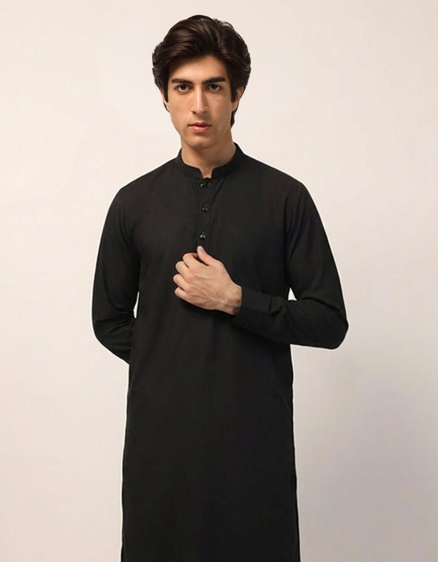 Blended Black Shalwar Kameez - J. Junaid Jamshed