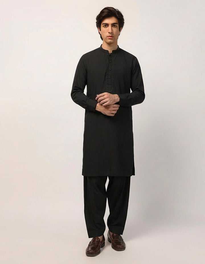 Blended Black Shalwar Kameez - J. Junaid Jamshed
