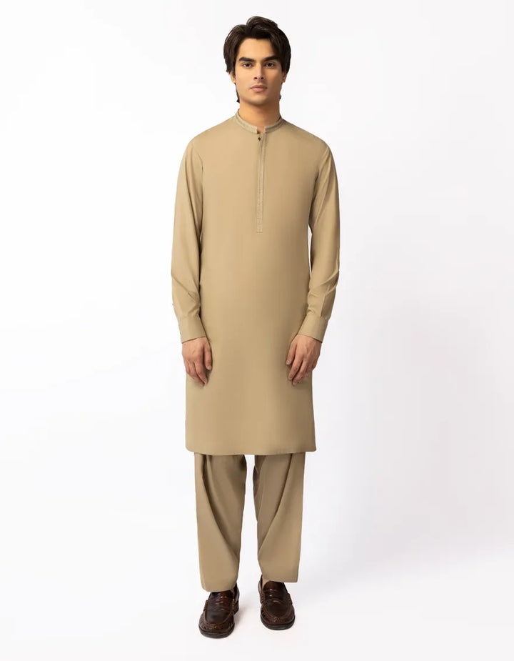 Blended Olive Shalwar Kameez - J. Junaid Jamshed