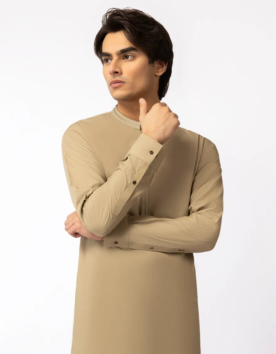 Blended Olive Shalwar Kameez - J. Junaid Jamshed