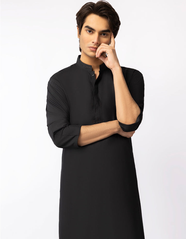 Blended Black Kurta Trouser - J. Junaid Jamshed