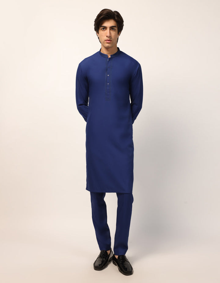 Blended Blue Kurta Trouser - J. Junaid Jamshed