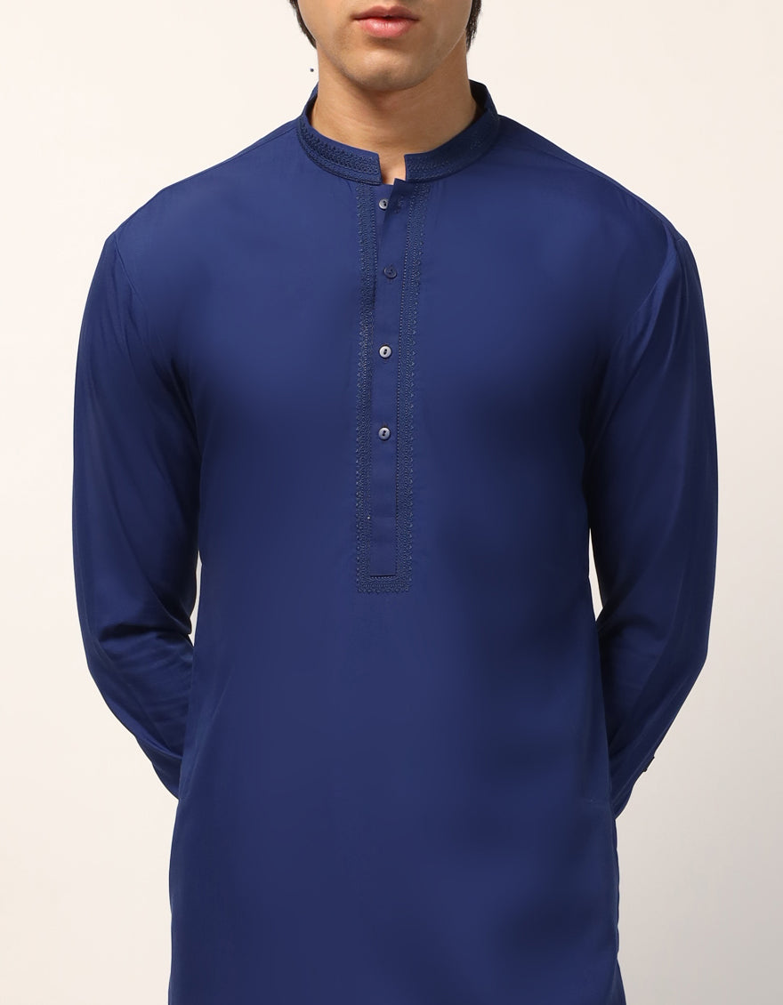 Blended Blue Kurta Trouser - J. Junaid Jamshed