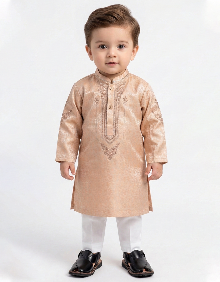 Polyester Peach Shalwar Kameez - J. Junaid Jamshed