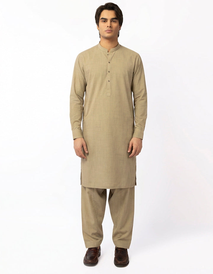 Blended Beige Shalwar Kameez - J. Junaid Jamshed