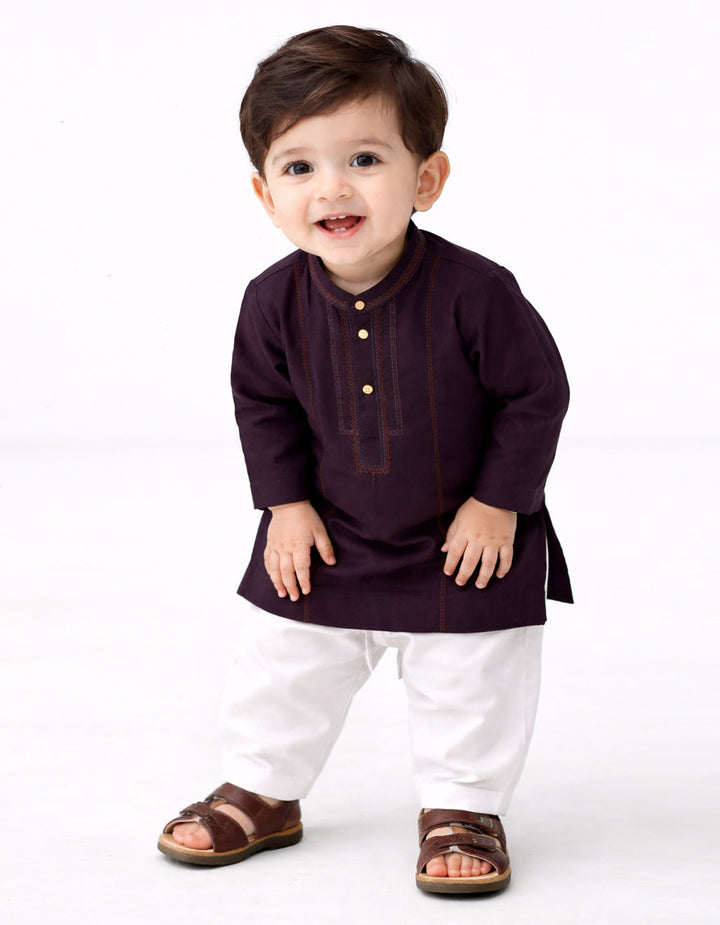 Polyester Deep Purple Shalwar Kameez - J. Junaid Jamshed
