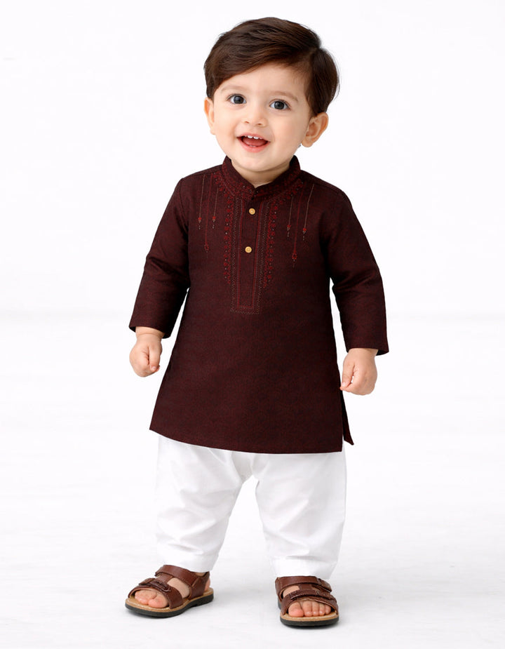 Polyester Maroon Shalwar Kameez - J. Junaid Jamshed