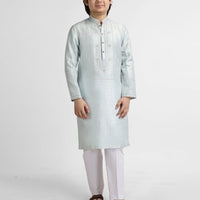 Polyester Ice Blue Special Kurta - J. Junaid Jamshed