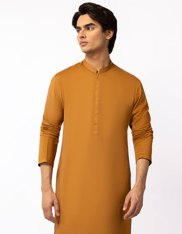 Cotton Light Brown Kurta - J. Junaid Jamshed