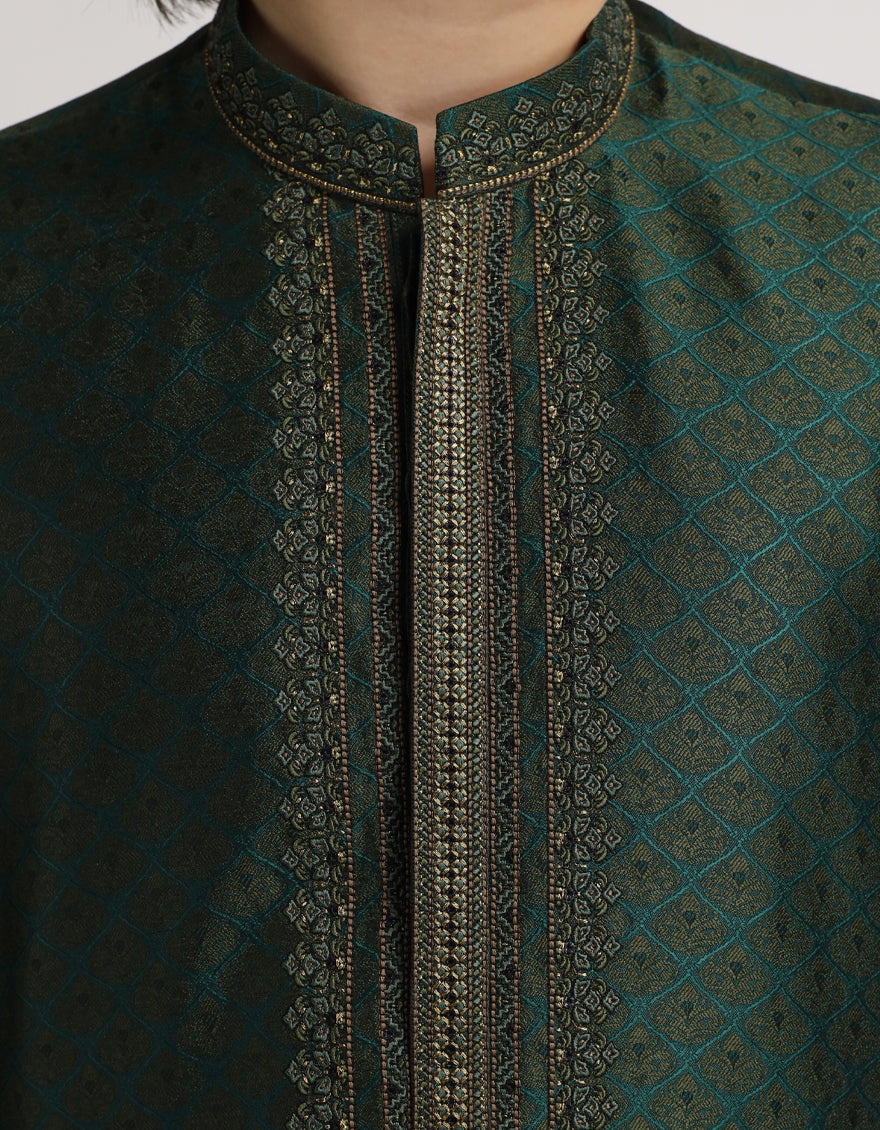 Polyester Green Special Kurta - J. Junaid Jamshed
