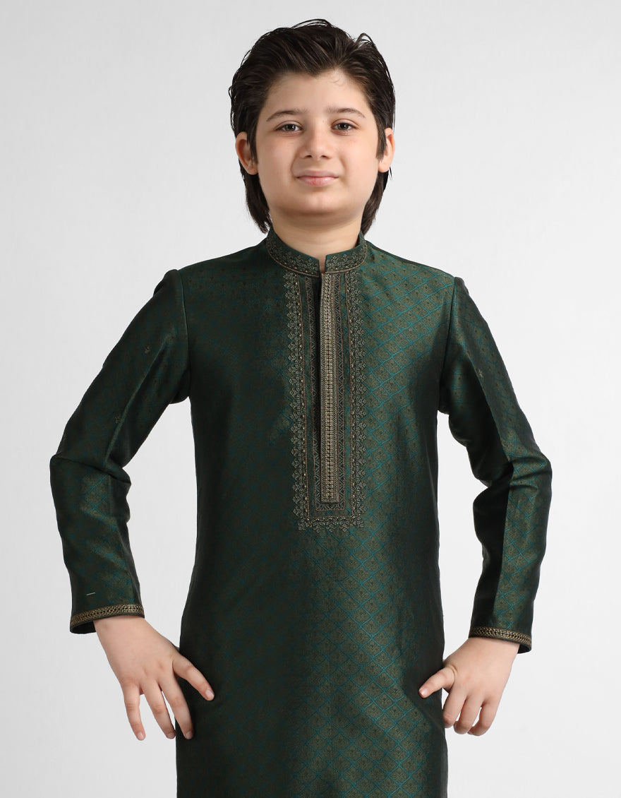 Polyester Green Special Kurta - J. Junaid Jamshed