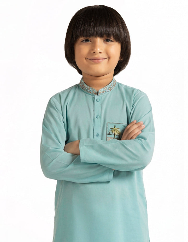 Cotton Sky Blue Kurta - J. Junaid Jamshed