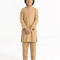 Blended Biscuit Brown Kurta Trouser - J. Junaid Jamshed