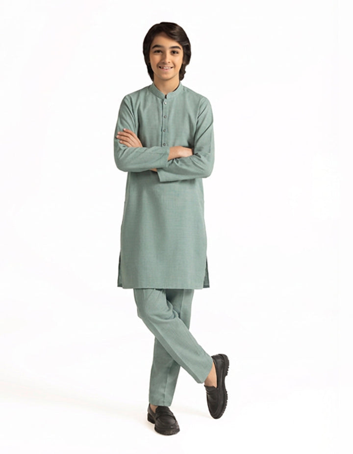 Blended Mint Green Kurta Trouser - J. Junaid Jamshed
