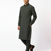 Cotton Dark Green Shalwar Kameez - J. Junaid Jamshed