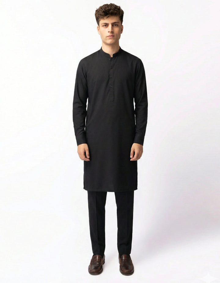 Cotton Black Kurta Trouser - J. Junaid Jamshed