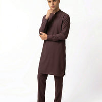 Cotton Maroon Kurta Trouser - J. Junaid Jamshed