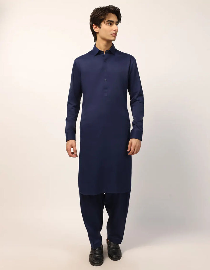 Blended Blue Shalwar Kameez - J. Junaid Jamshed