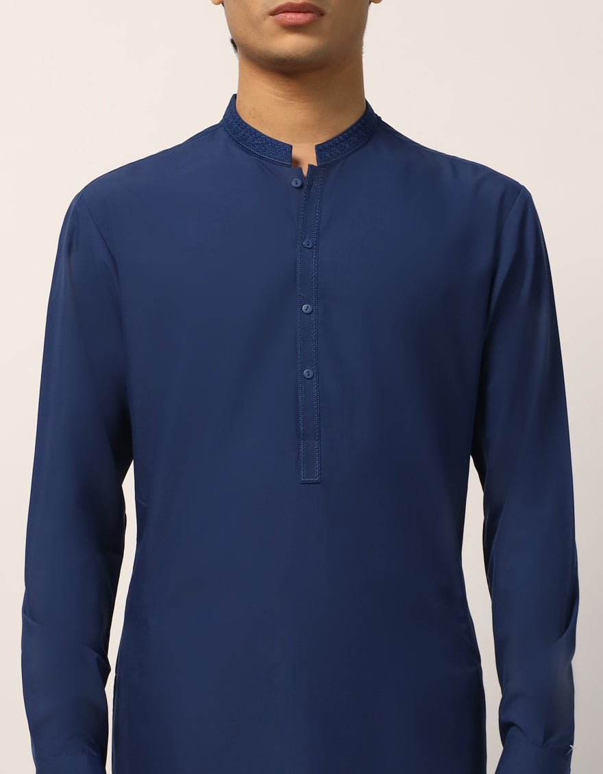 Blended Blue Kurta Trouser - J. Junaid Jamshed