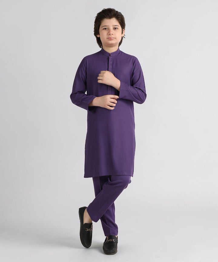 Blended Purple Kurta Trouser - J. Junaid Jamshed