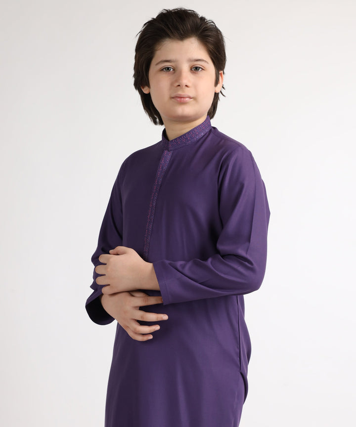 Blended Purple Kurta Trouser - J. Junaid Jamshed