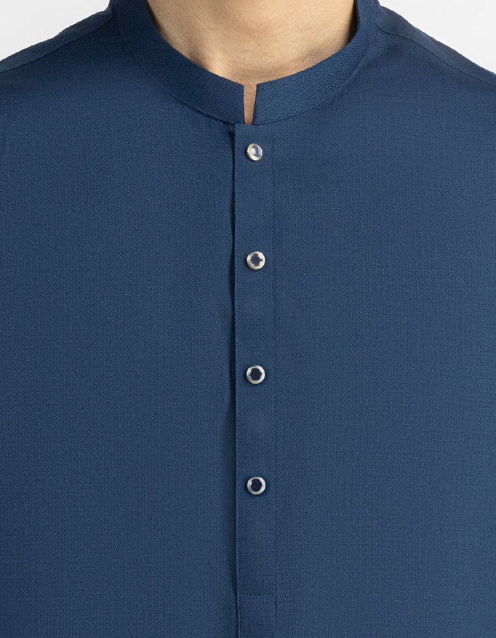 Blended Navy Blue Shalwar Kameez - J. Junaid Jamshed