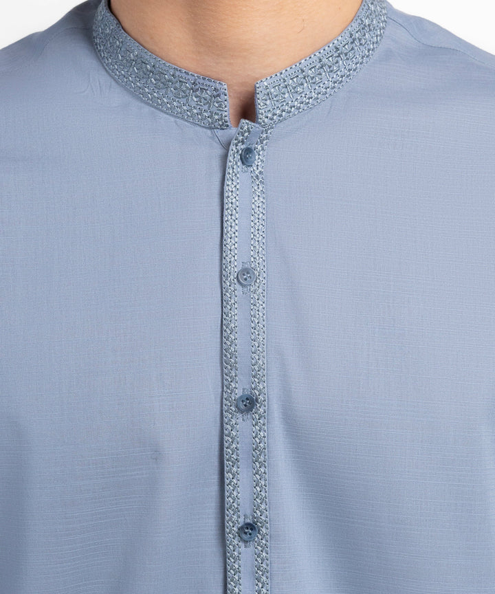 Cotton Light Blue Kurta - J. Junaid Jamshed