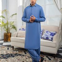 Blended Blue Shalwar Kameez - J. Junaid Jamshed