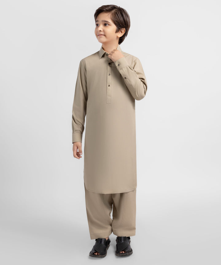 Blended Beige Shalwar Kameez - J. Junaid Jamshed