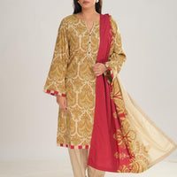 Linen Pink & Off White Stitched Suit - Nishat