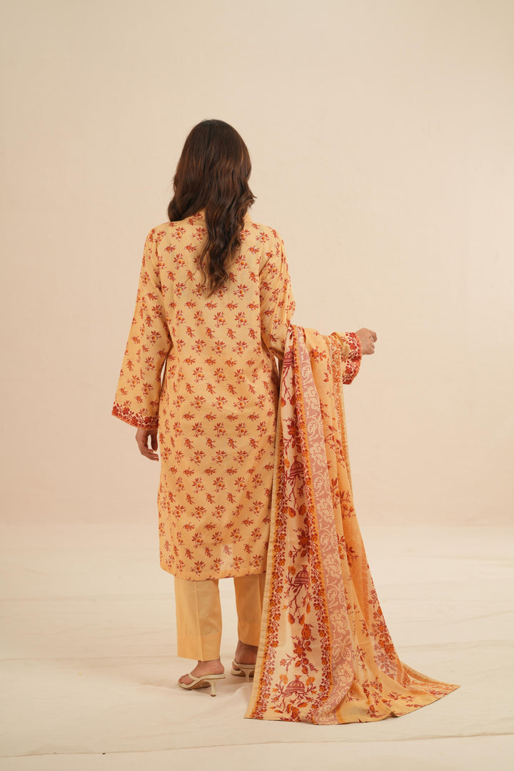 Viscose Lawn Light Yellow Stitched Suit - Nishat