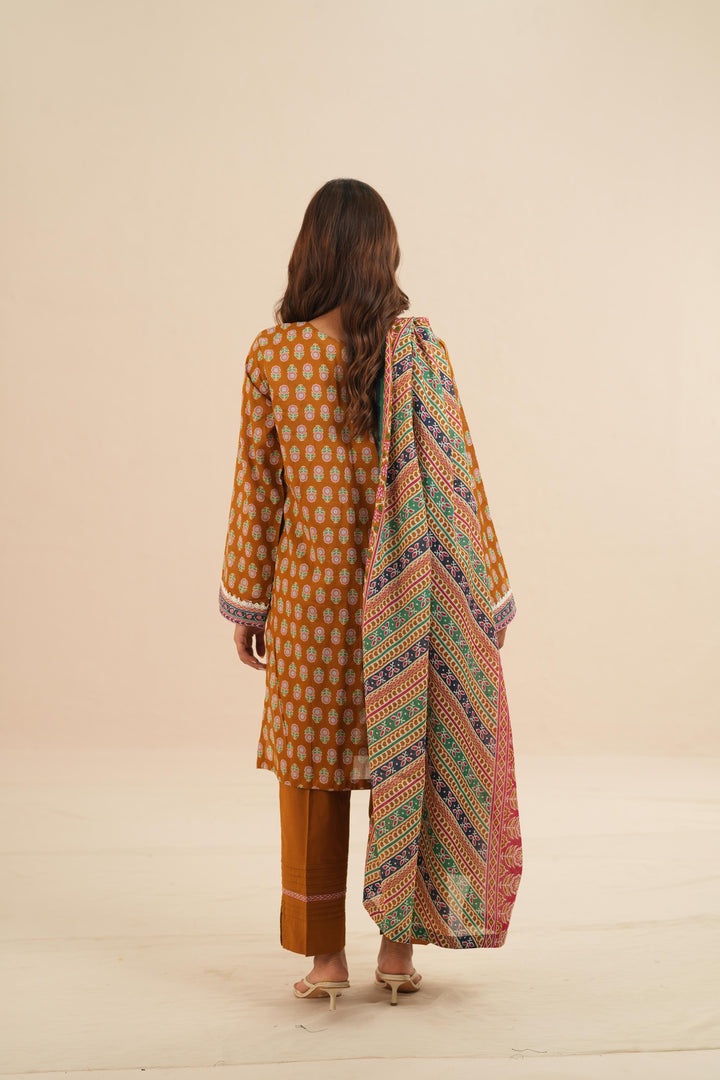Lawn Mustard Stitched Suit - Nishat