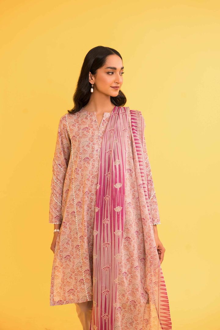 Lawn Mauve Unstitched Suit - Nishat