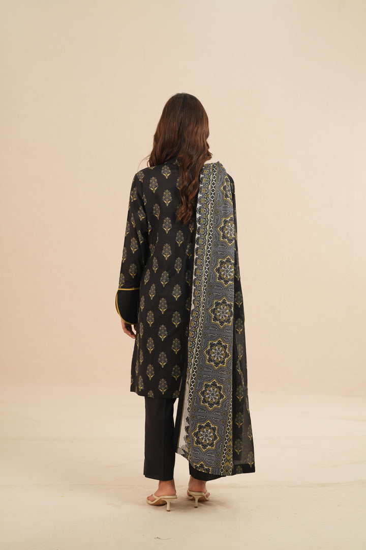 Lawn Black Stitched Suit - Nishat