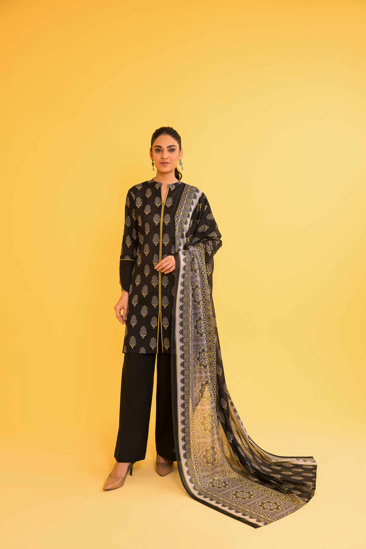 Lawn Black Unstitched Suit - Nishat