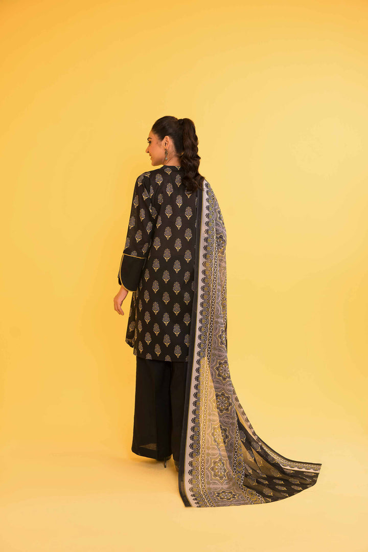 Lawn Black Unstitched Suit - Nishat