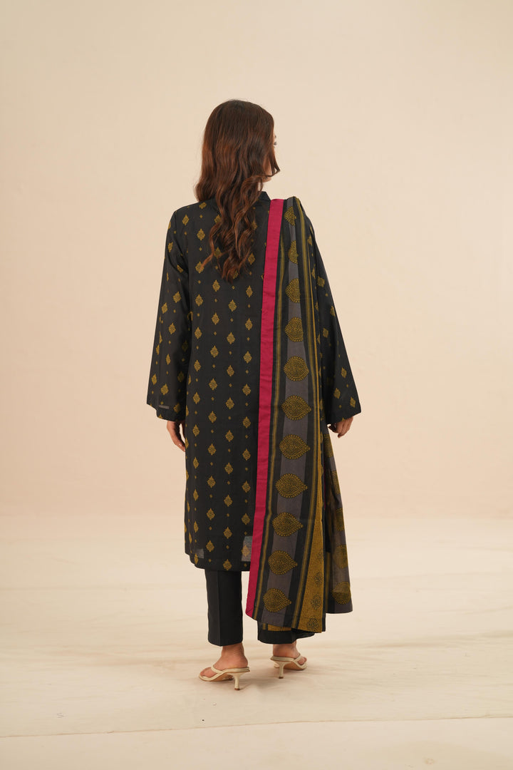 Lawn Black Stitched Suit - Nishat