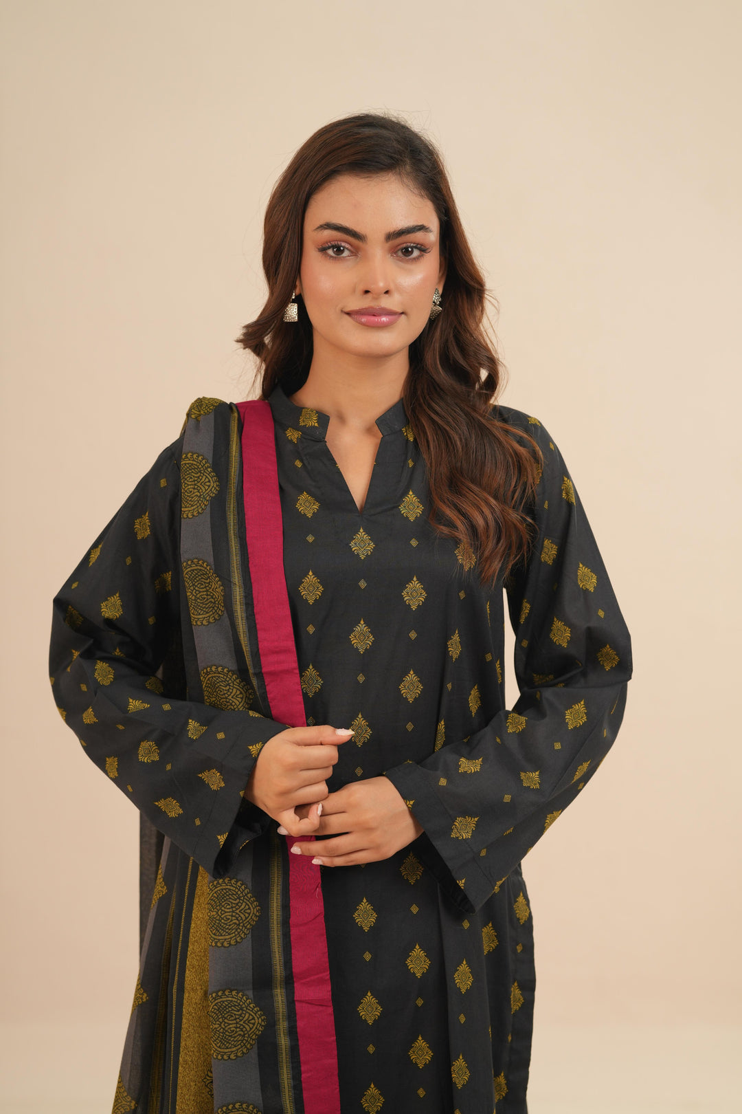 Lawn Black Stitched Suit - Nishat