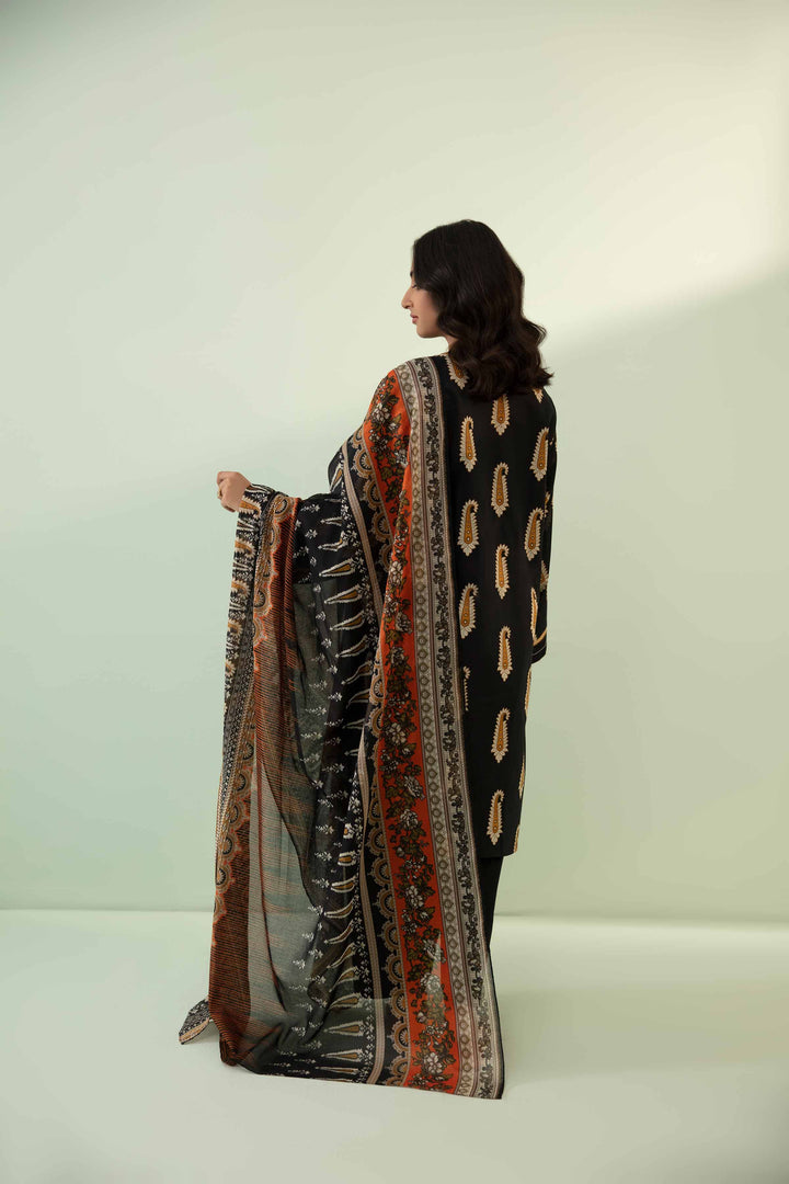 Lawn Black Unstitched Suit - Nishat