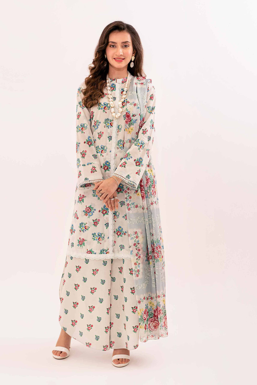 Lawn Blue Unstitched Suit - Nishat Linen