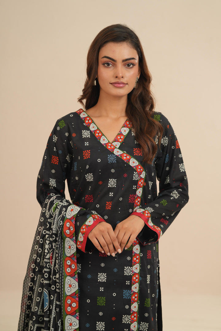 Lawn Black Stitched Suit - Nishat