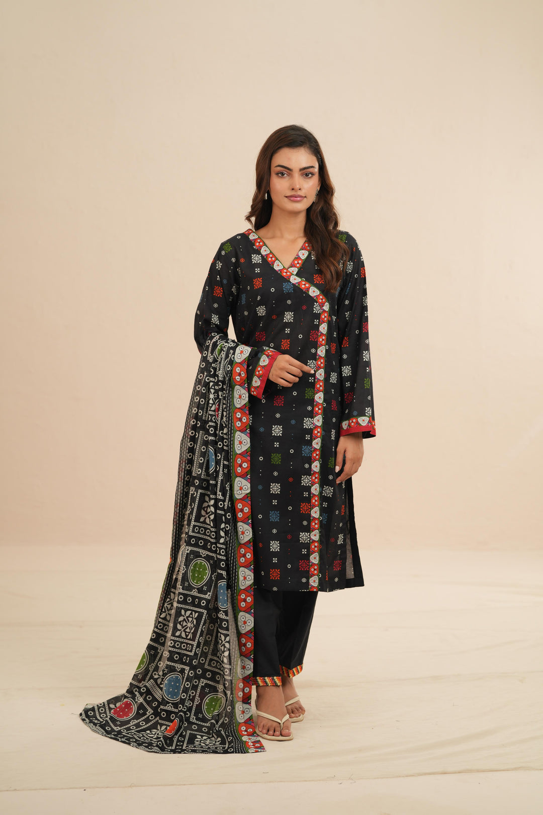 Lawn Black Stitched Suit - Nishat