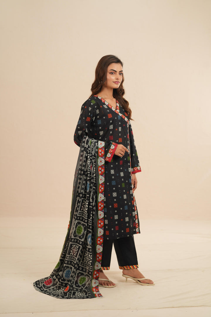 Lawn Black Stitched Suit - Nishat