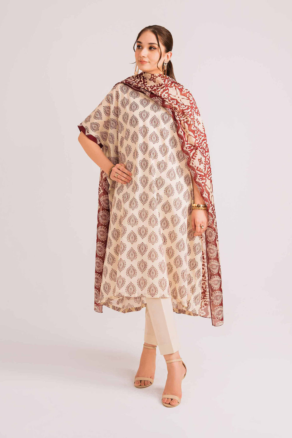 Lawn Peach Unstitched Suit - Nishat Linen
