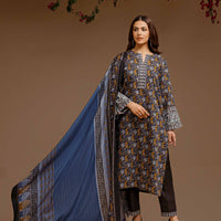 Embroidered Khaddar Blue Stitched Suit - Nishat