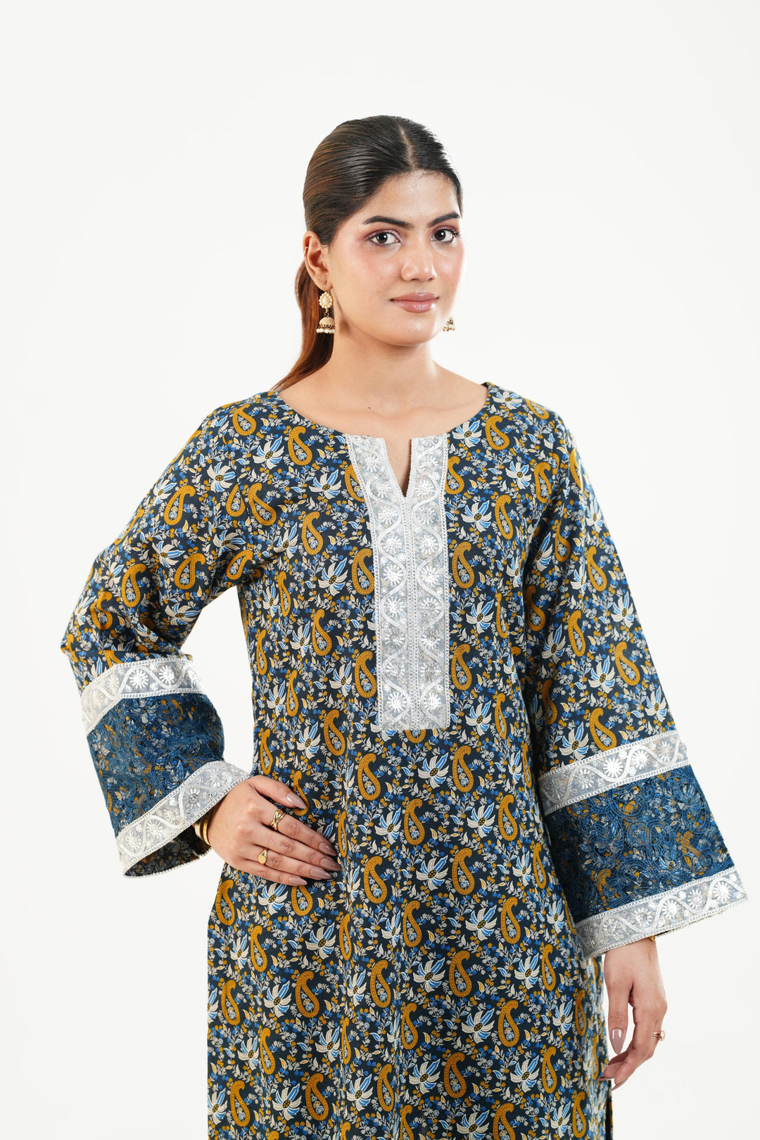 Embroidered Khaddar Blue Stitched Suit - Nishat