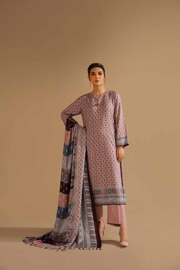 Printed Linen Tea Pink Stitched Suit - Nishat