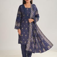 Linen Dark Blue Stitched Suit - Nishat