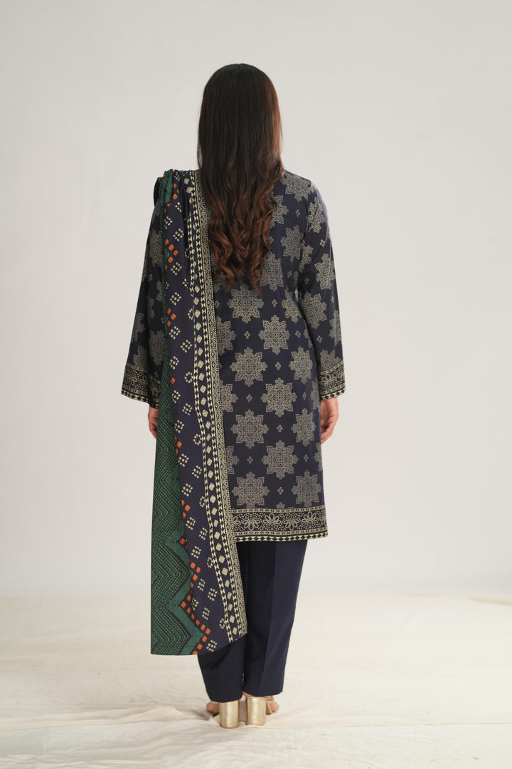 Linen Black Stitched Suit - Nishat
